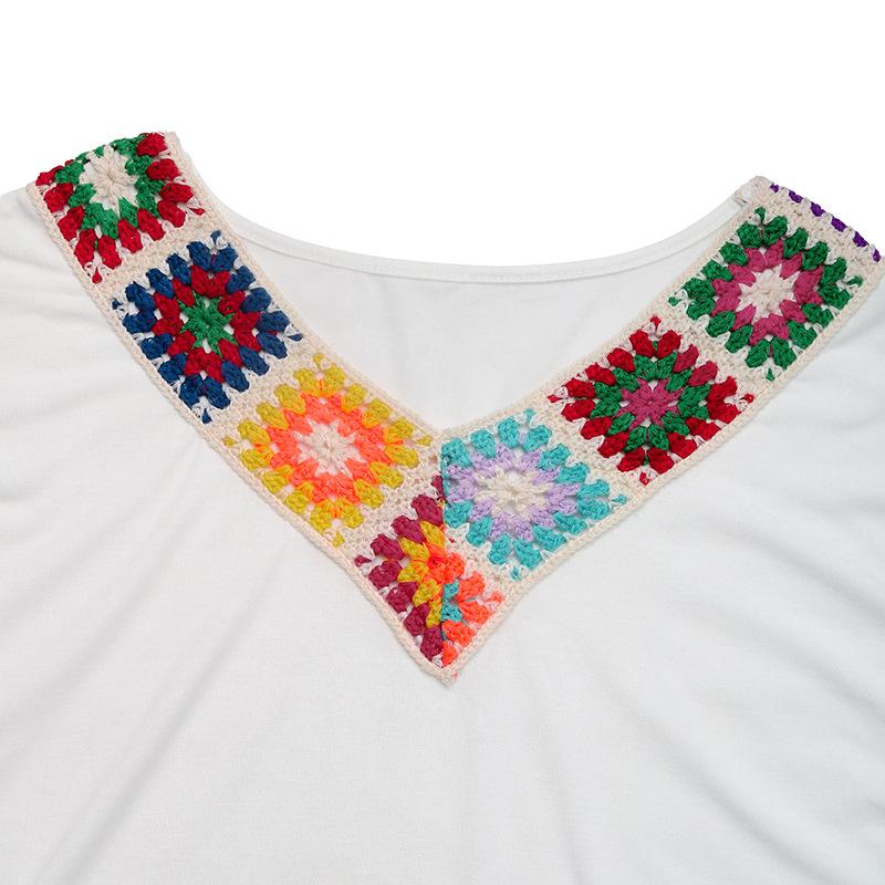 VEZFAA Dámská móda Ležérní Léto Jaro Halenky a košile s krátkým rukávem a výstřihem do V