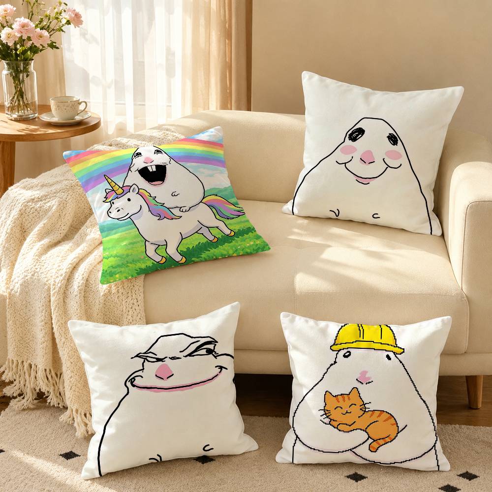 Creative Funny Hamster Meme Pillow Case Square Double-Sided Sofa Cushion Cover Bedroom Bedside Pillow