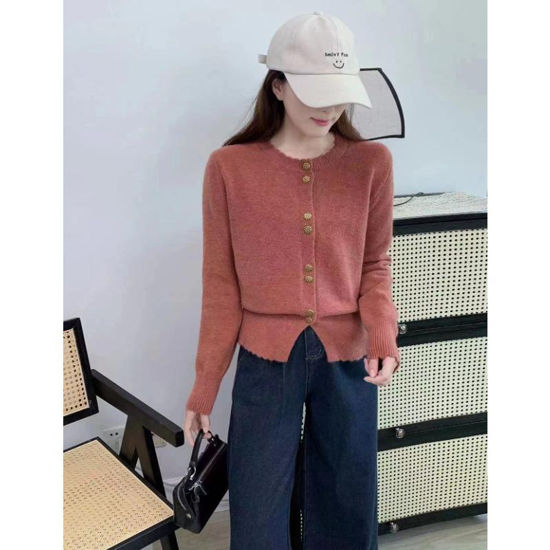 

Chic Design Button Sweater Jacket Women s Lace Round Neck Waist Short Knitted Cardigan Tide one size fits all арбуз красный