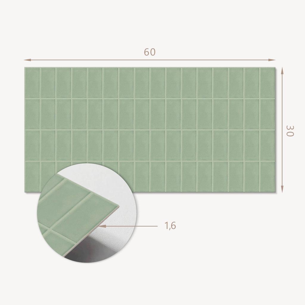 Set of Self-Adhesive Vinyl Tiles With Print Rectangular Tiles In a Grid 6X60X30 Cm