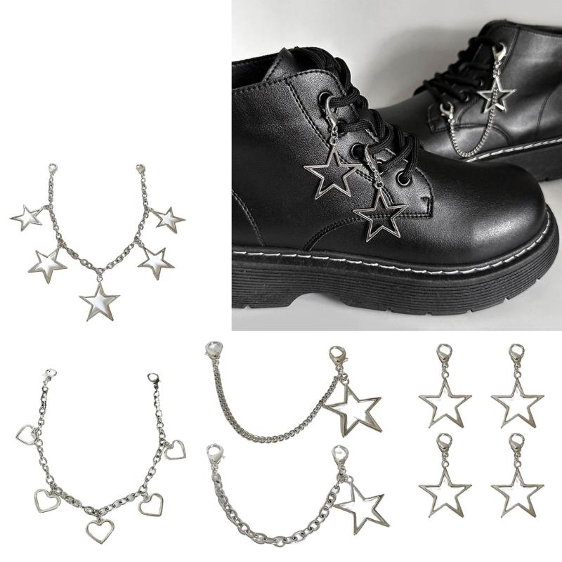 Stylish Shoe Chain Unique Hollow Star Pendant Martins Boots Chains Canvas Shoes Buckles for Casual and Formal Occasions