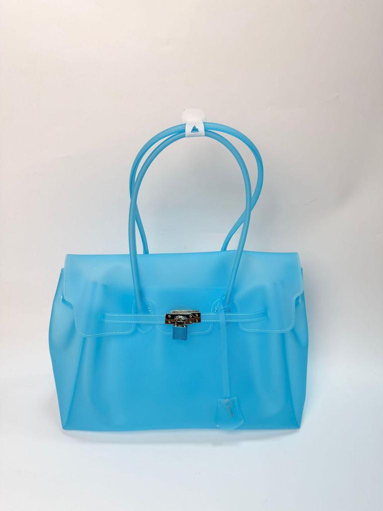 2026 Women's Waterproof TPU Jelly Handbag - Fashionable Lock Buckle Tote for Beach & Everyday Use