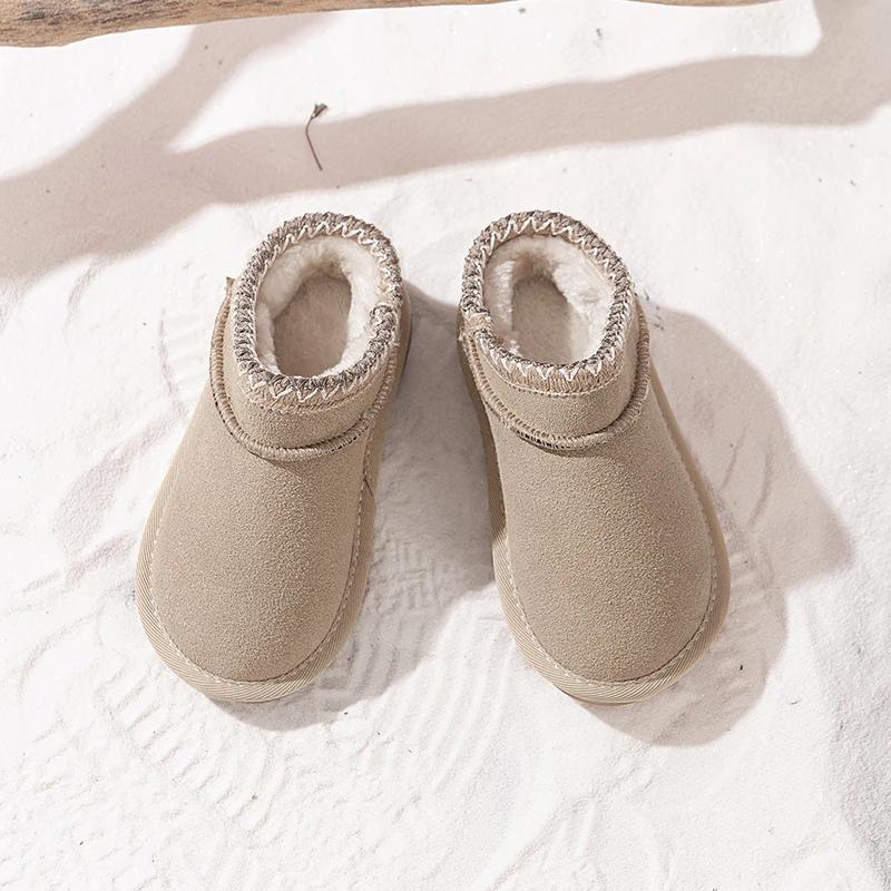 Winter New Warm Children's Shoes Children's Snow Boots Plush Thickened Anti slip Baby Shoes Short Sleeve Snow Cotton Shoes