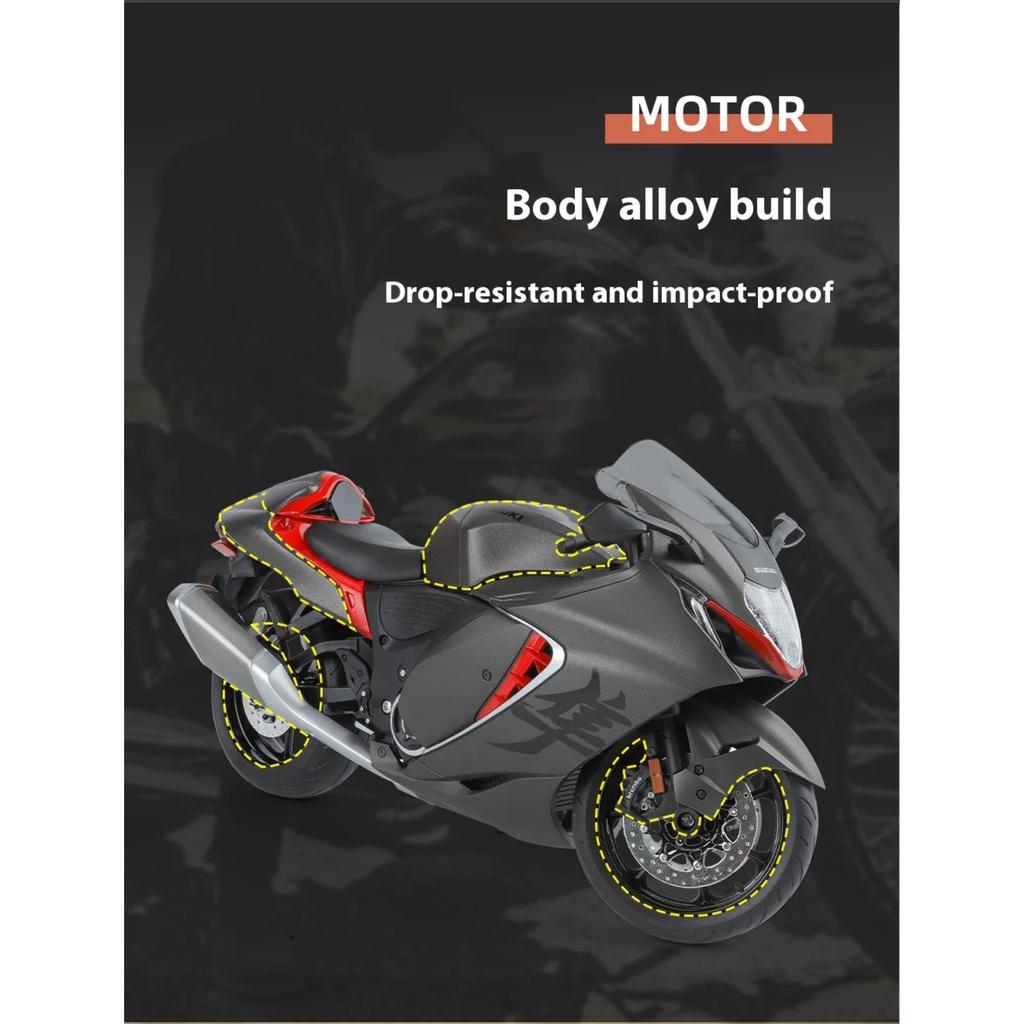 1/9 SUZUKI HAYABUSA Motorcycle Model, Rearview Mirror Removable, Simulated Lighting, Adult Collectible Ornaments, Boy Gifts