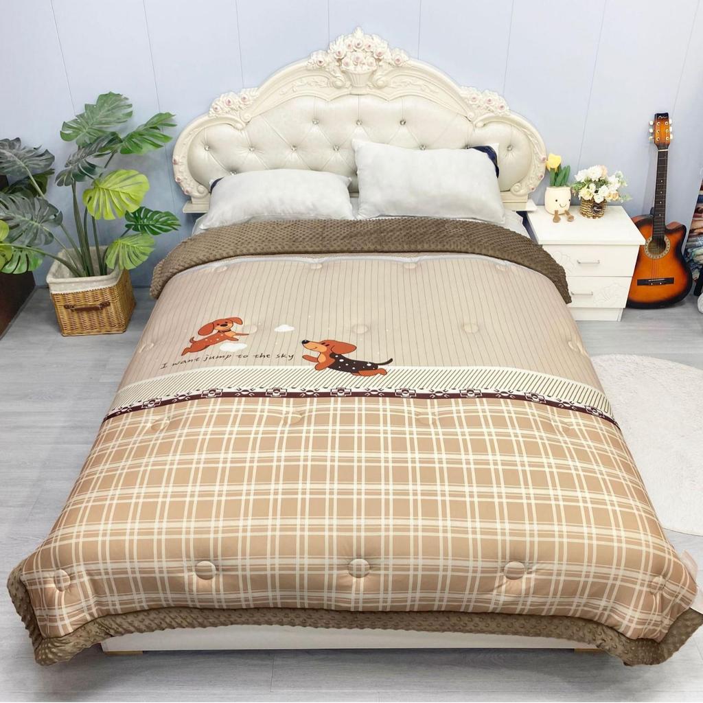 Cozy Winter French Knitted Cotton Blanket - Machine Washable, Warm, Skin-Friendly, Thickened Fleece Quilt