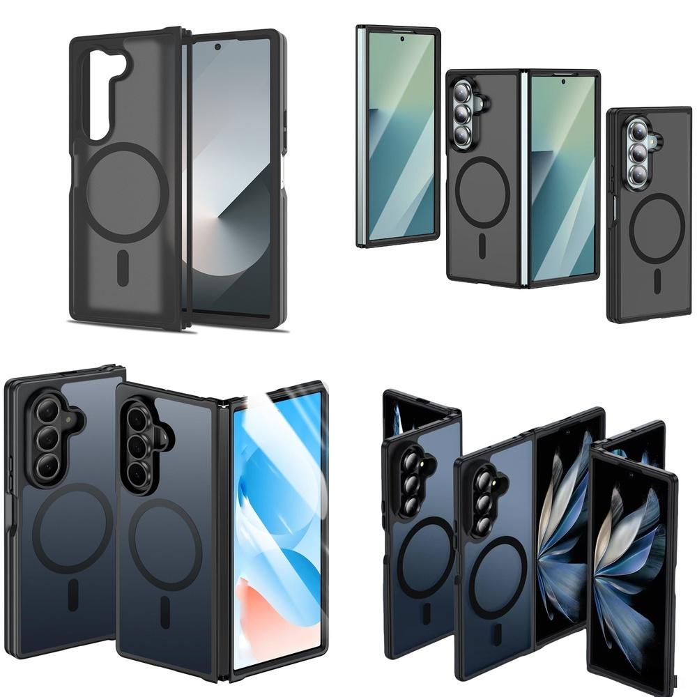 Business Style Clear Matte Hard PC Magnetic Shockproof Phone Back Cover for Samsung Galaxy Z Fold7 5G 6 8 Wide Stylish Look
