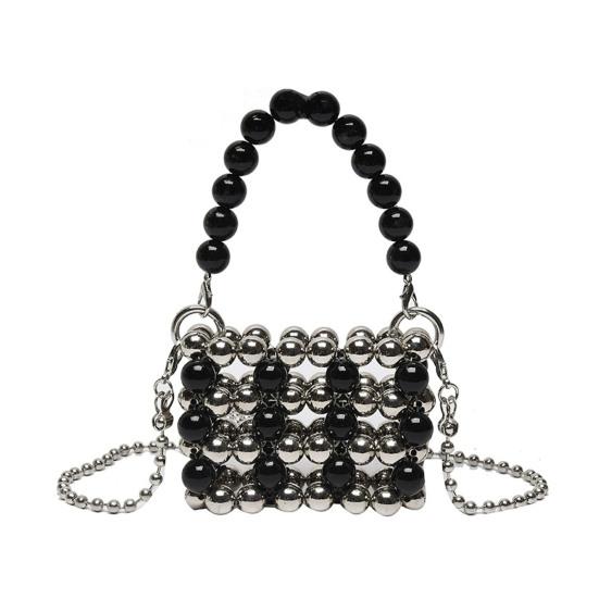 Vintage Faux Pearl Purse Beaded Crossbody Bag with Removable Shoulder Strap Ladies Evening Clutch for Parties Street Office
