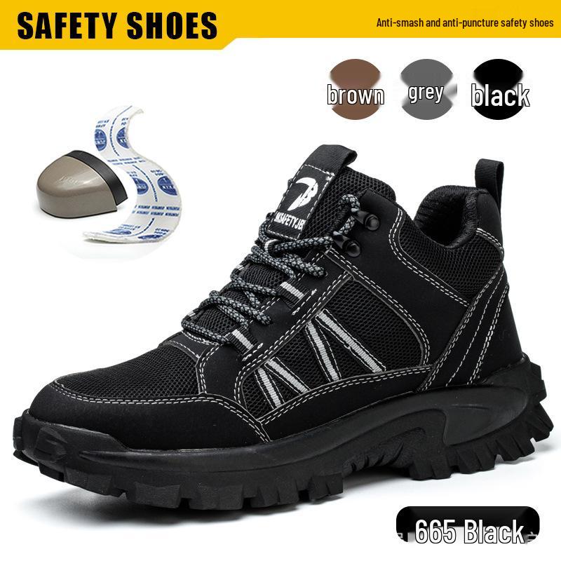 Men's Steel Toe High-Top Work Boots: Ankle Support, Anti-Smash, Anti-Puncture, Wear-Resistant, Comfortable