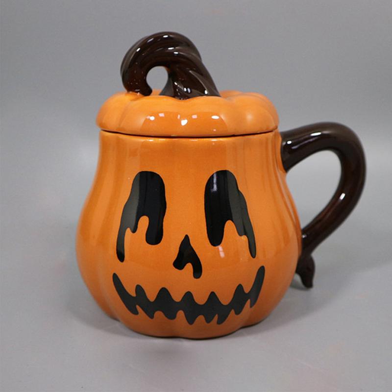 Pumpkin Cup For Kids 350ml Cartoon Pumpkin Ceramic Coffee Cup Handle Design Tabletop Drinkware For Milk Hot Drink Tea And Coffee