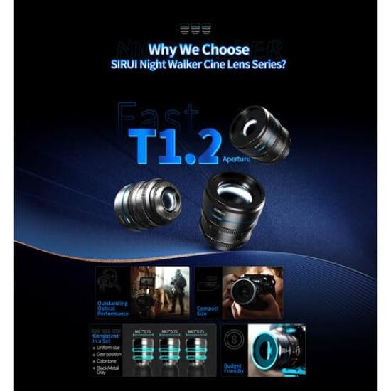 SIRUI Night Walker 55mm camera manual focus cine lens lens, (L mount, black)