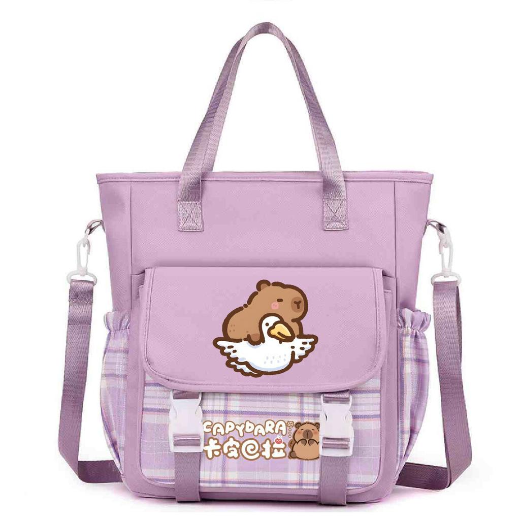 Crossbody bag, primary school, junior high school schoolbag, male and female students tutoring bag, cute kapibara large-capacity shoulder bag.