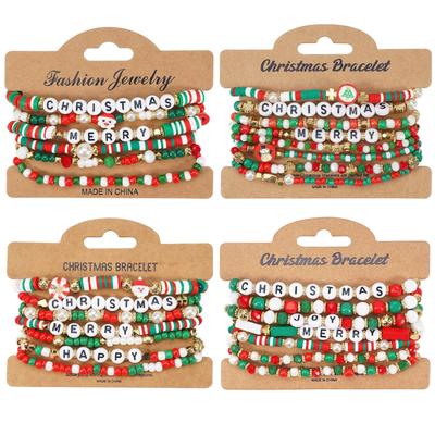 Weihnachts-Cartoon Schneemann Armband mit Rocailles und Polymer Clay Glocken