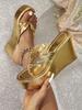 Women's Shoes Golden Flip-flops Platform Sandals European and American Style Fashion Casual Simple Temperament 2025