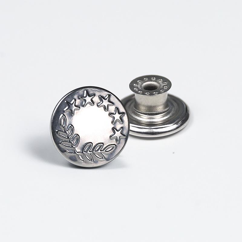 Antique Bronze Smooth Metal Tack Button for Jeans, Jackets & Dungarees with Engraving