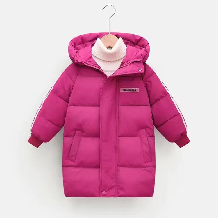 Mid-Length Children's Down Cotton Jacket - Warm, Thickened Outerwear for Boys and Girls