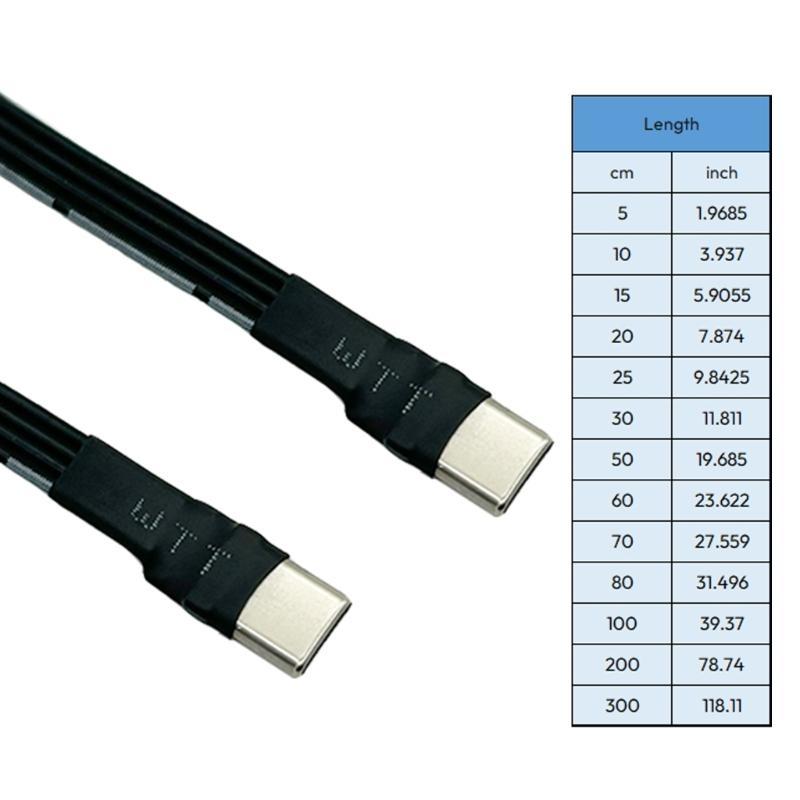 Thin USB 2.0 Type C to Type C Data Cable with Right Angle Connectors Wire for Connection to FPV and More