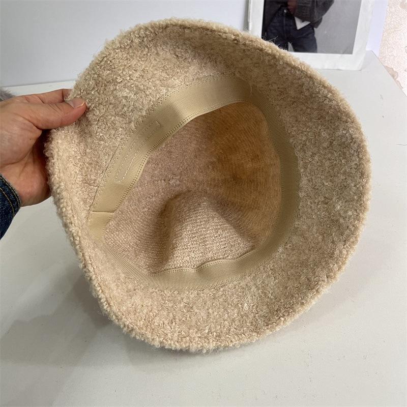Wool Circle Fleece Bucket Hat Women's Autumn and Winter Casual Warm Bucket Hat Versatile Temperament Cold Basin Hat