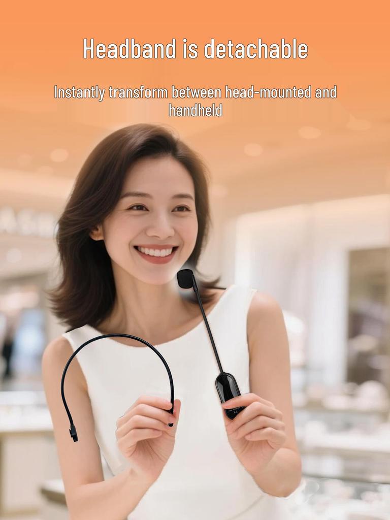 Universal Wireless Headset Microphone with Amplifier for Teachers and Tour Guides