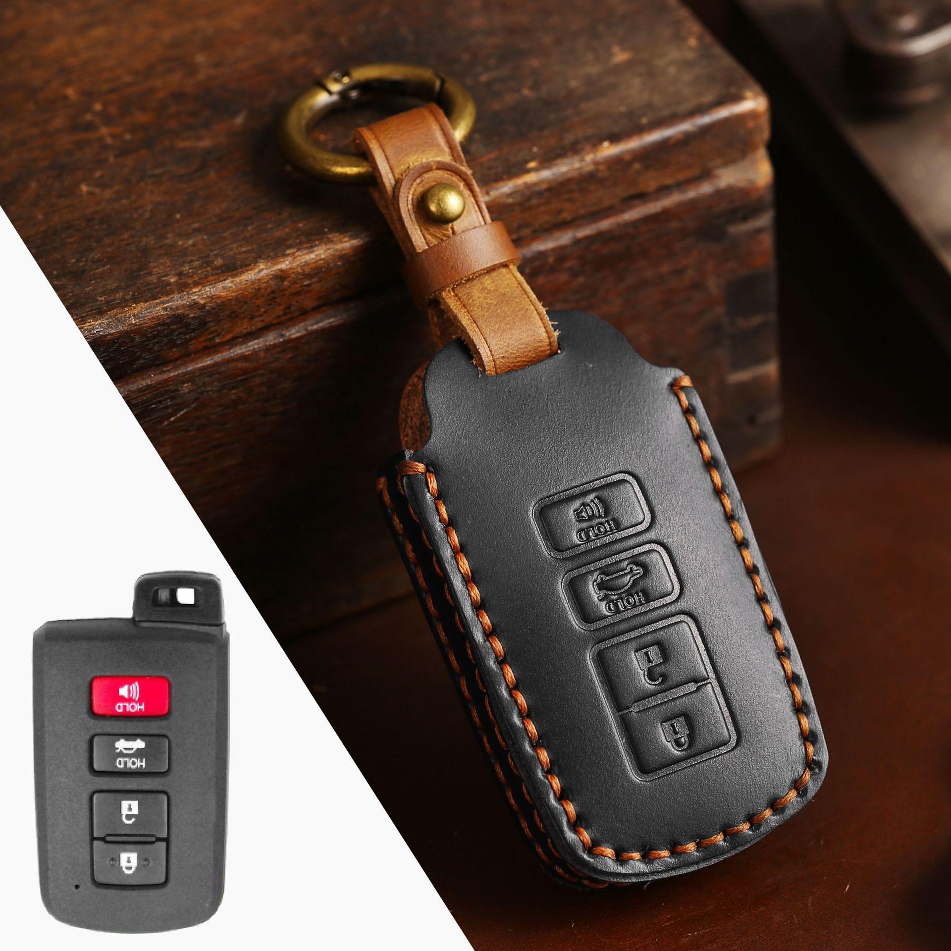 

Suitable for Toyota key case Camry Asian Dragon leather retro Crazy Horse leather handmade car key case