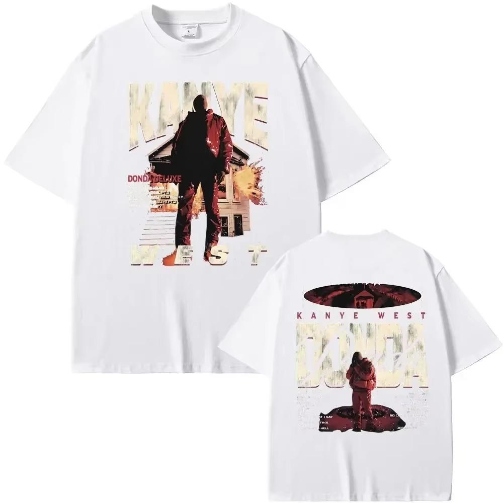 Camisetas Estampadas Dupla Face Donda do Rapper Kanye West Camisetas de Moda Masculina Camiseta de Verão Masculina Hip Hop Vintage Oversized
