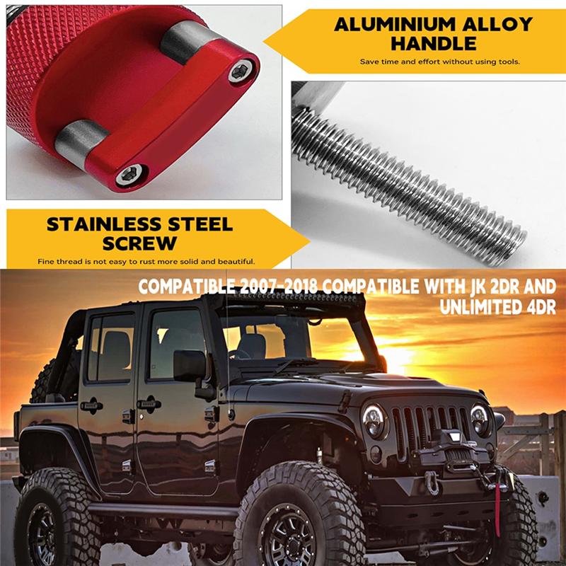 L10A 6Pcs Hardtop Bolts Screw Quick Removal Fastener Thumb Screw Nut Kit For Jeep Wrangler JK 2007-20018 JL 2018-