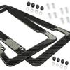 2 Pieces High-Quality Carbon Fiber Textured Universal US/CA Standard Size License Plate Frame Covers - Car Accessories