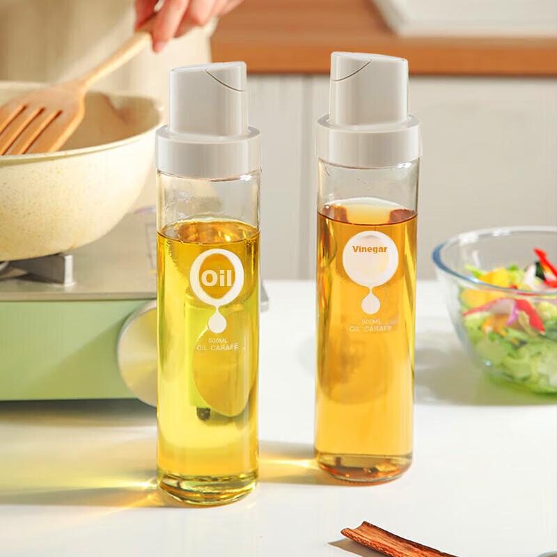 Maxcook (Maxcook) Automatic Opening And Closing Oil Bottle, Glass Oil Bottle 500ML, Condiment Bottle for Soy Sauce And Vinegar, Set of 2 MCPJ2747