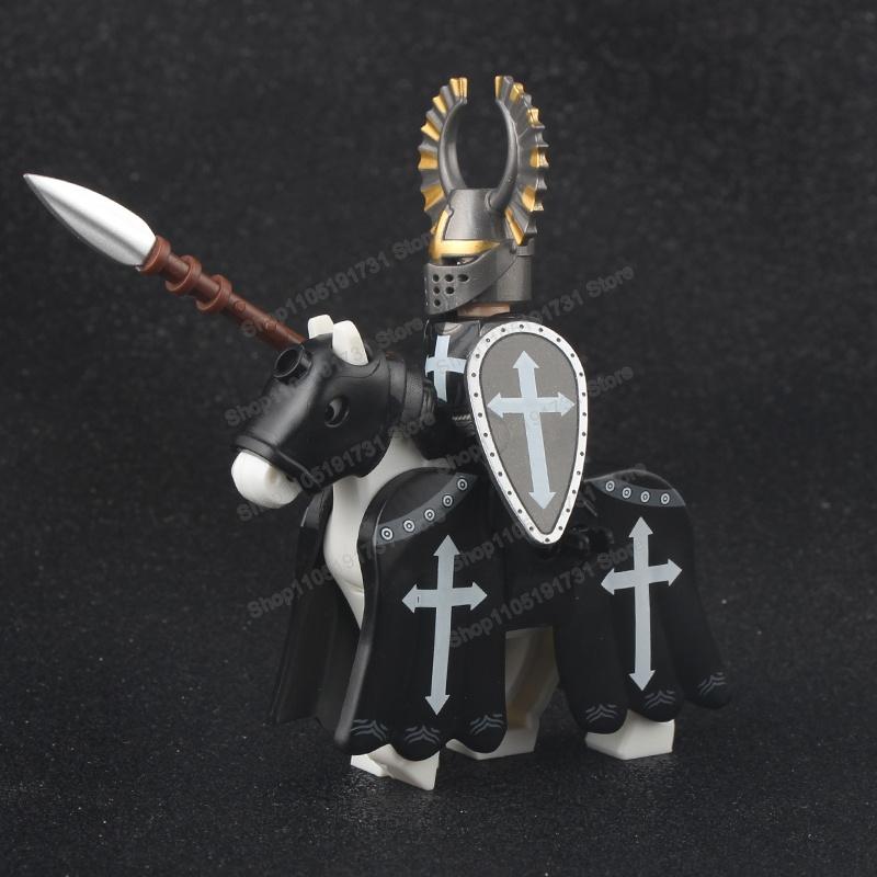 Medieval Knight Serie Figures Building Blocks Warrior Soldiers Guards Lion Heart Hospital Teutonic Knight Battle Pastor Kid Gift