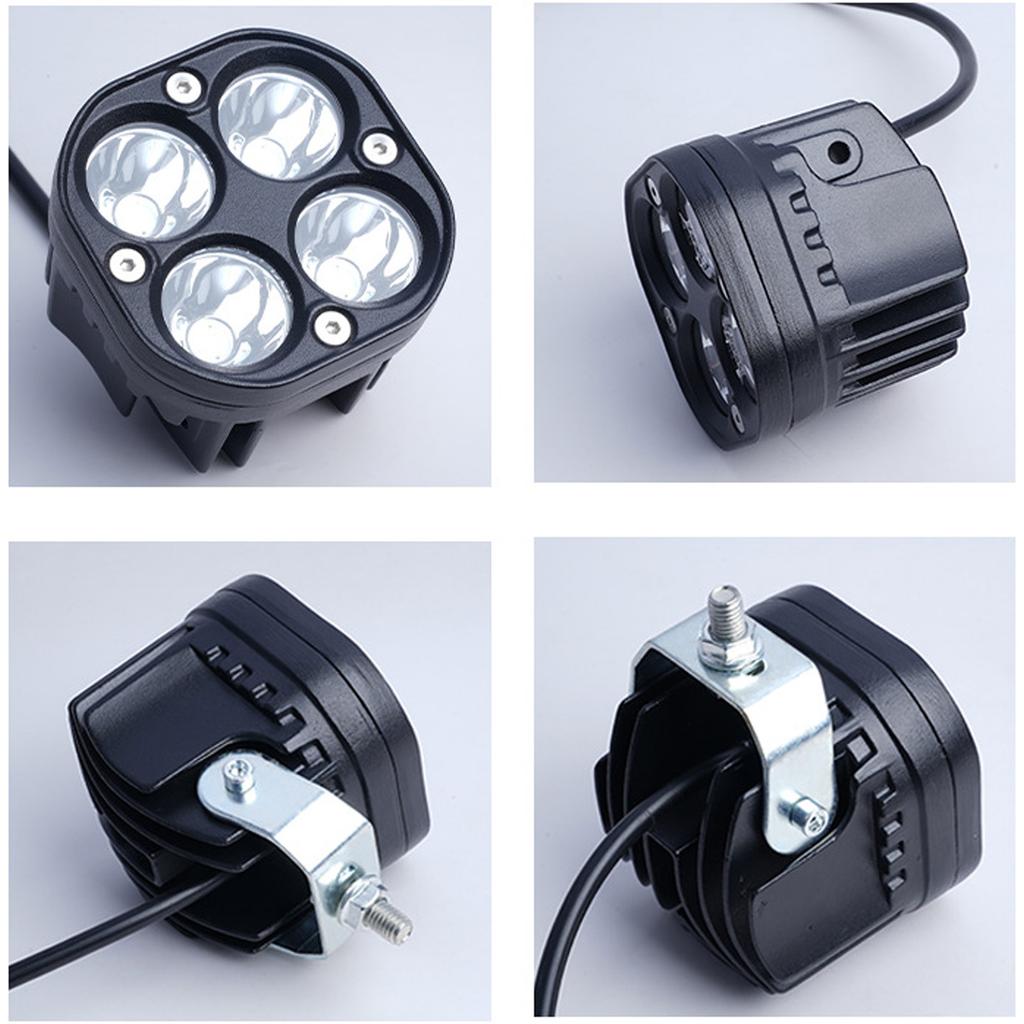 LED Motorcycle Headlight Motorbike Driving Fog Light, Motorcycle Headlight 4 LEDs Spotlight Driving Front Fog Light