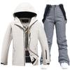 Unisex White Ski Suit Set: Winter Outdoor Snowboard Pants and Jacket for Couples