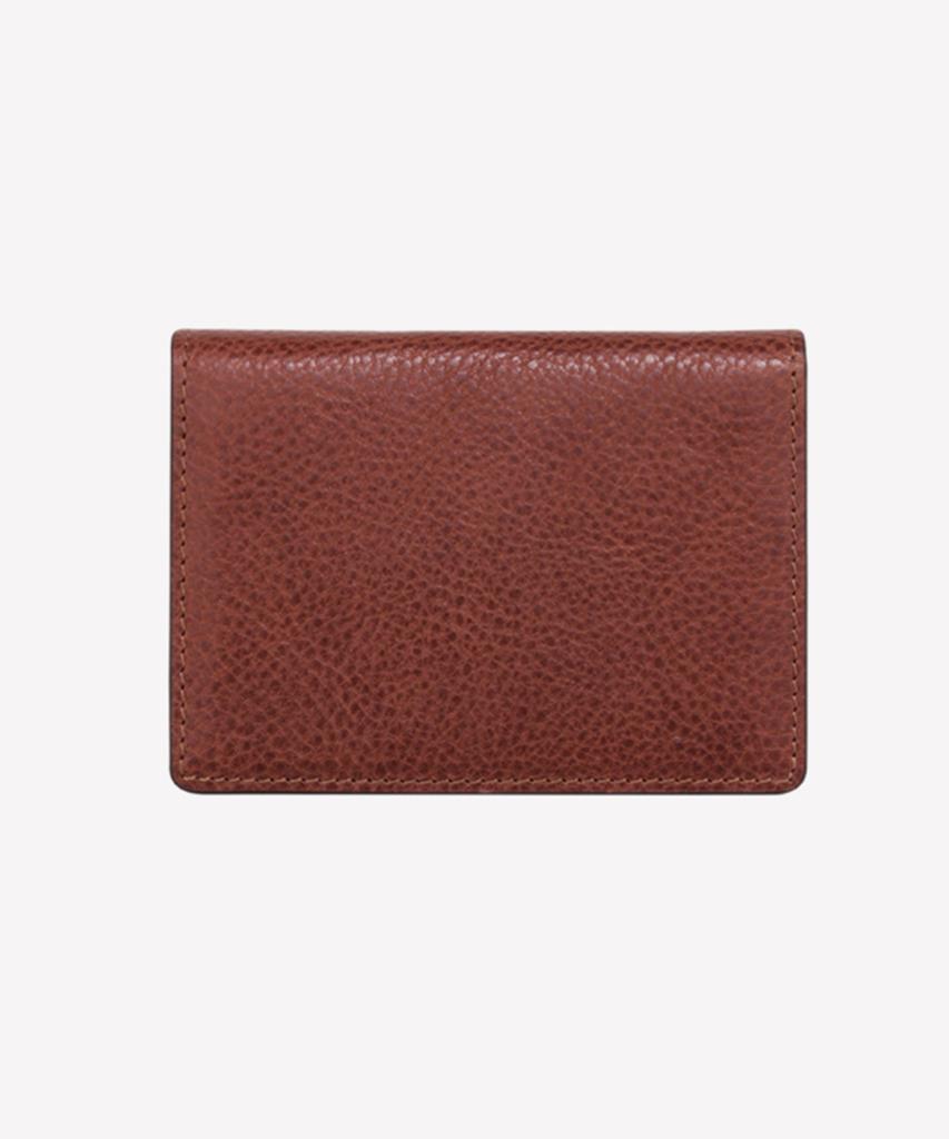 Matt Alpha Sand Italian Cowhide Business Card Holder Two-Tone Dark Brown