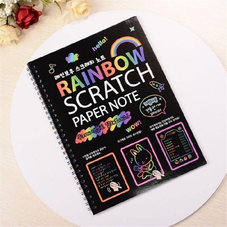 Portable Scratch Drawing Book Built in Colorful Pattern Twin Coil Binding Doodling Book for Children Adult Art Drawing