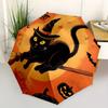 1 Stück Halloween-Katze Automatischer Regenschirm Hochwertiges Schirmdach, Tragbarer Faltregenschirm mit, Ideales Geschenk für - Reisen, Alltag, Formelle Anlässe, Stilvoller Ac
