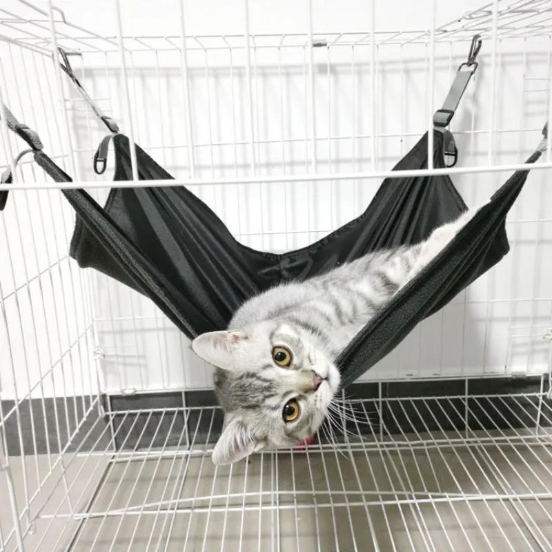 Hanging Cat Hammock, Pet Hammock for Cage, Adjustable Cat Bed Two Sides Comfortable/Waterproof Resting Sleepy Pad for Cats Small