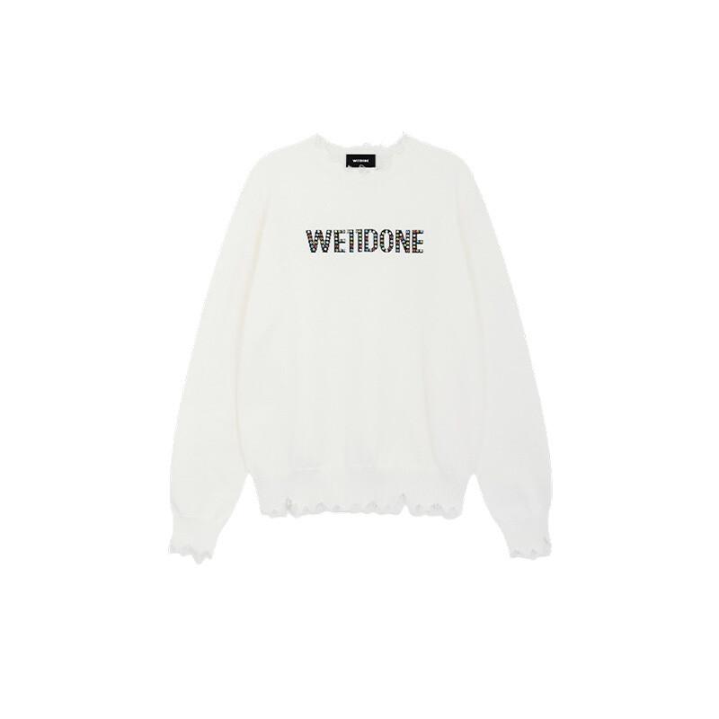 WE11DONE Sweaters Unisex White Crew Neck Moderate Other WD-KT1-25-657-U-