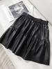 Women's High Waist PU Leather A-line Skirt – Slimming and Fluffy, Elastic Waist, Autumn 2025 Edition