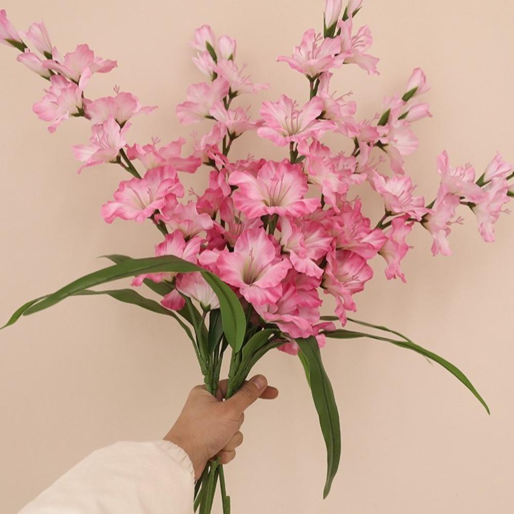 Real Touch Artificial Gladioluses Branch 12 Heads Fake Larkspur Flowers  Garden Decor