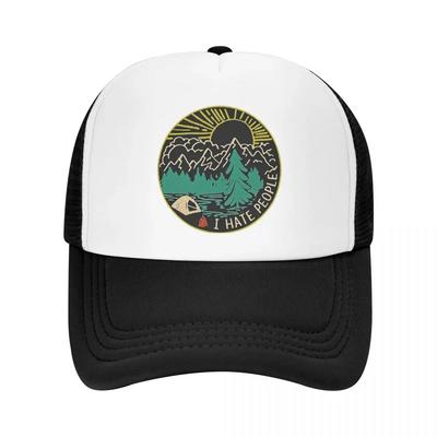 Individuelle Punk-Baseballkappe „Ich hasse Leute“ für Unisex-Damen, verstellbar, Abenteuer, Camping, Bergsteiger, Trucker-Hut, Snapback-Kappen