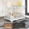 Redfu Double-Layer Carbon Steel Countertop Dish Drying Rack