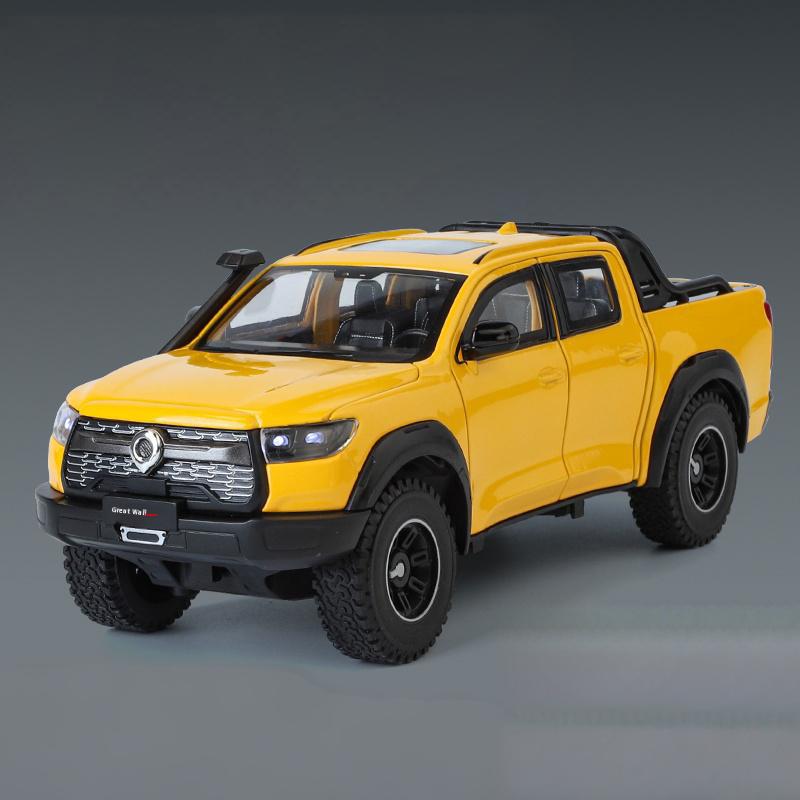 1:24 Great Wall Motor POER Pickup Alloy Car Model Diecast Metal Off-road Vehicles Car Model Simulation Sound Light Kids Toy Gift