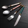 Light luxury Nordic gold-plated western tableware household western restaurant knife four-piece set thickened stainless steel knife, fork