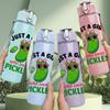 1PC Just A Girl Pickles Green 750ml Color Plastic Sports Water Bottle Leakproof Flip Straw Lid Suitable for Sports Office Home Use