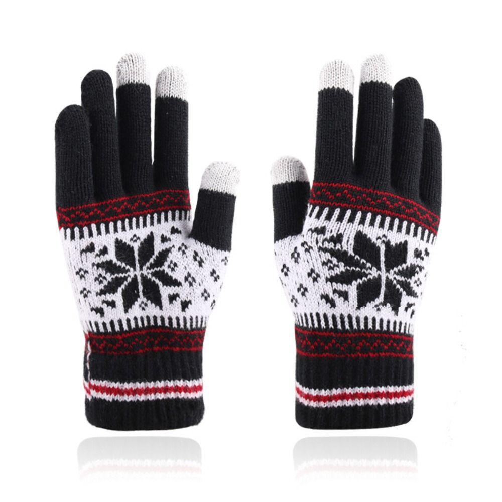 Student Unisex Gloves Christmas Snowflakes Gloves Full Fingers Gloves Korean Style Mittens