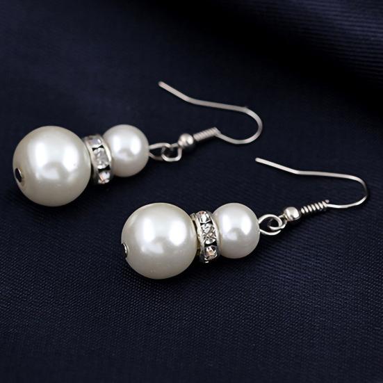 Conjunto de joyería nupcial para mujer, collar, pulsera, pendientes, perlas de imitación