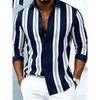Erkek Gömlek Bordo Beyaz Dikey Çizgili Baskı Uzun Kollu Düğmeli Gömlekler Dönüşlü Yaka İş Günlük Moda Erkek Giyim