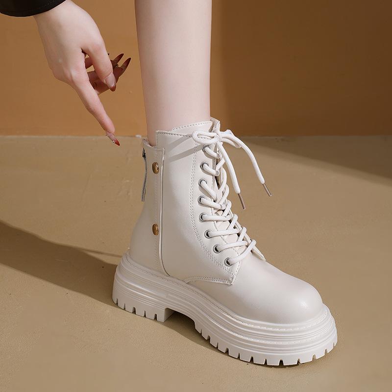 Women's Large Size Thickened Winter Warm Fur One Snow Boots Thickened Lining Ankle Boots Non-slip Hiking Sports Martin Boots