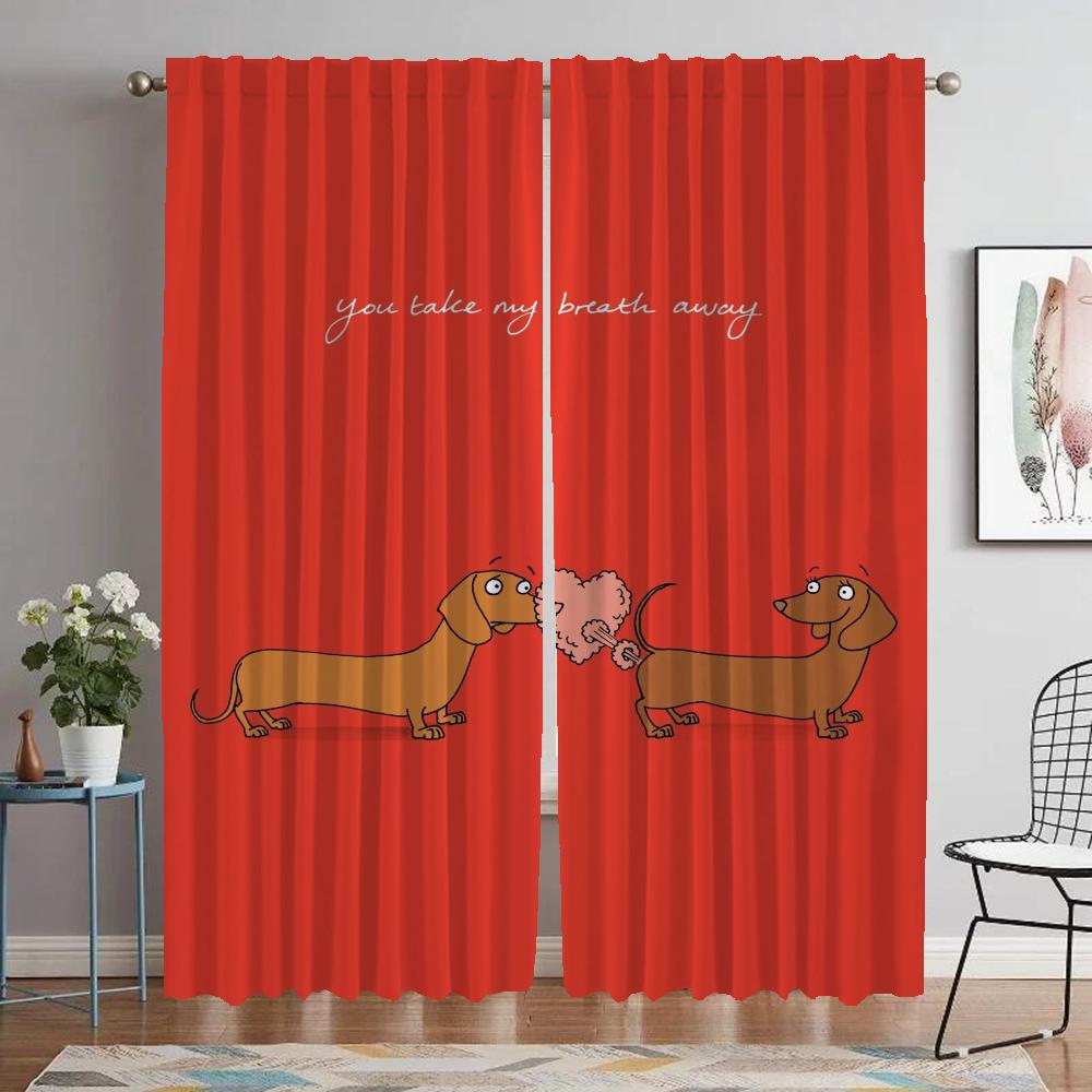 Dachshund Home Interior Curtains 2 Pieces Modern Living Room Curtains for Camera Tulle for Bedroom Blackout Curtain Shades Child