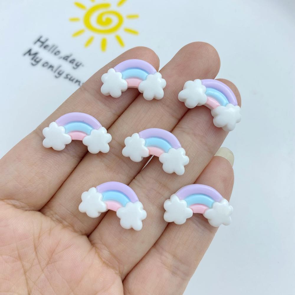 30Pcs New Cute Resin Mini Colorful Rainbow Series Flat Back Manicure Parts Embellishments For Hair Bows Accessorie