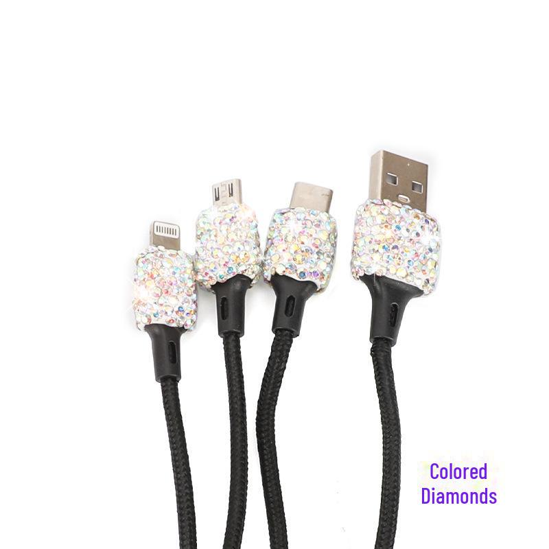 Diamond-Inlaid Dual USB Fast Car Charger with Smart Multi-Function Adapter