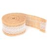 Jutaband med vit spets Naturlig juterulle för DIY-dekoration Presentförpackning 5 Yards5cm